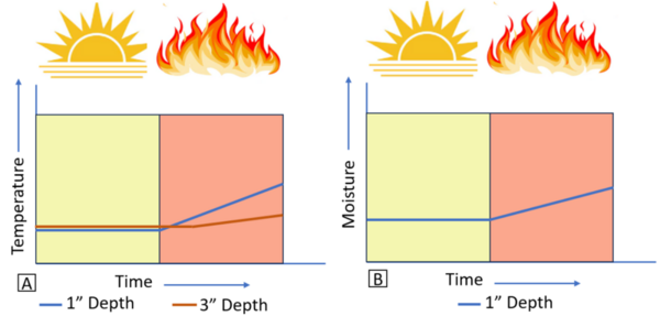 Fire detection using subterranean soil sensors