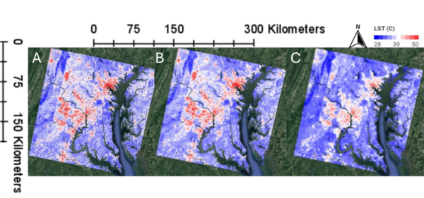 Cover photo for Using satellite surface temperature data to monitor urban heat island